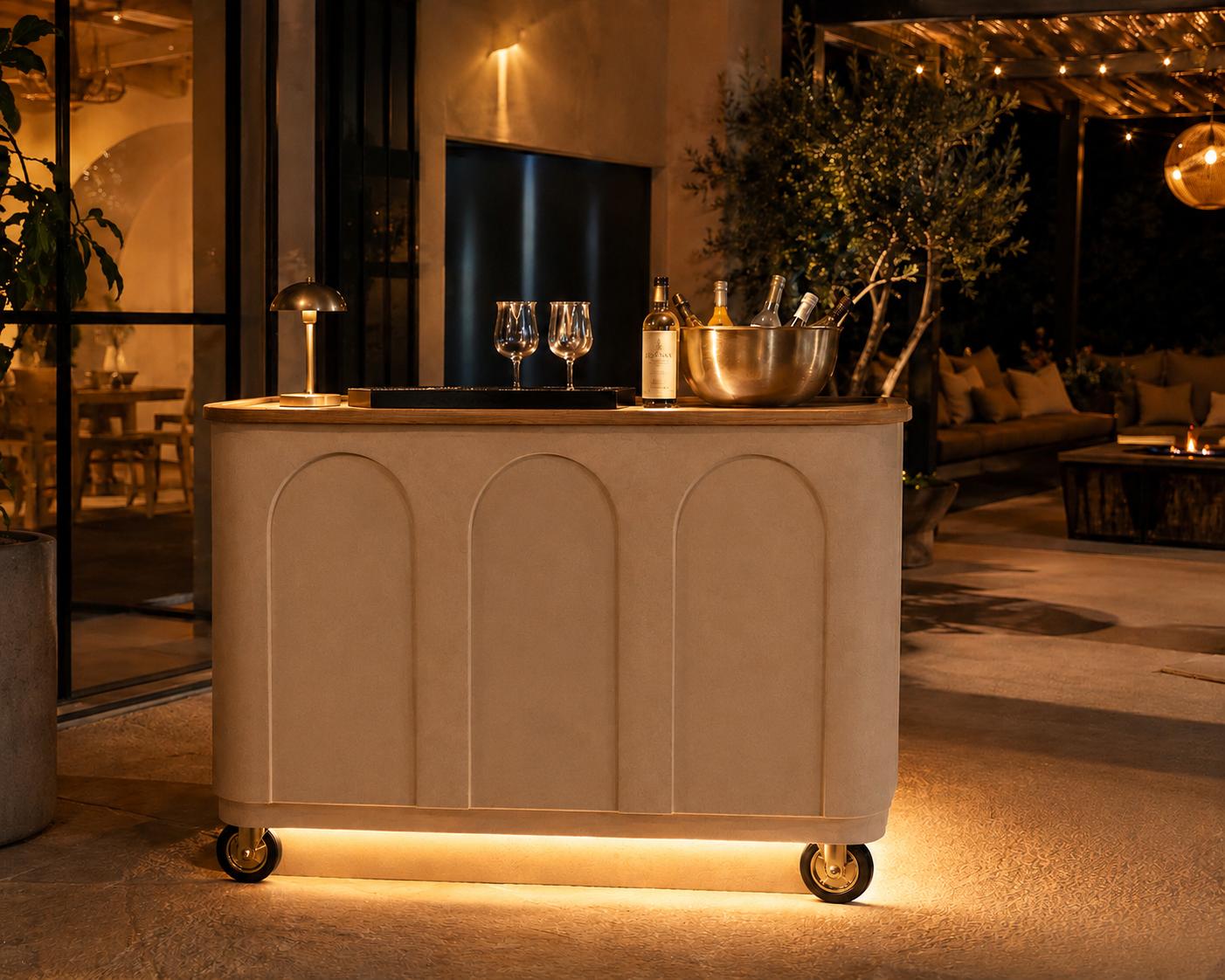 Mobiele MOMO bar met sfeerverlichting